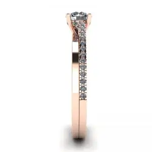 Asymmetrical Side Pave Engagement Ring Rose Gold - Photo 2