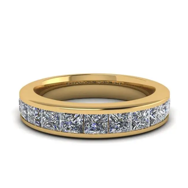 Eternity Princess Cut Diamond Ring  Yellow Gold