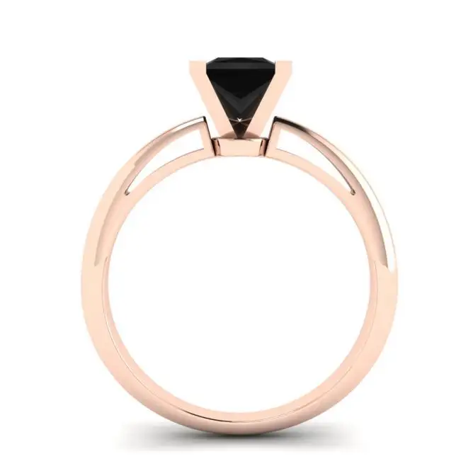 Square Black Diamond Ring Rose Gold - Photo 1