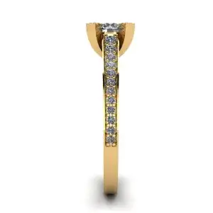 Designer Ring with Round Diamond and Pave in 18K Yellow gold - Photo 2