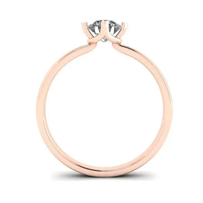 Reversed Prong Style Round Diamond Ring in Rose Gold - Photo 1