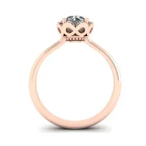 Lace Flower Cushion Diamond Ring Rose Gold - Photo 1