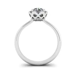 Lace Flower Cushion Diamond Ring White Gold - Photo 1