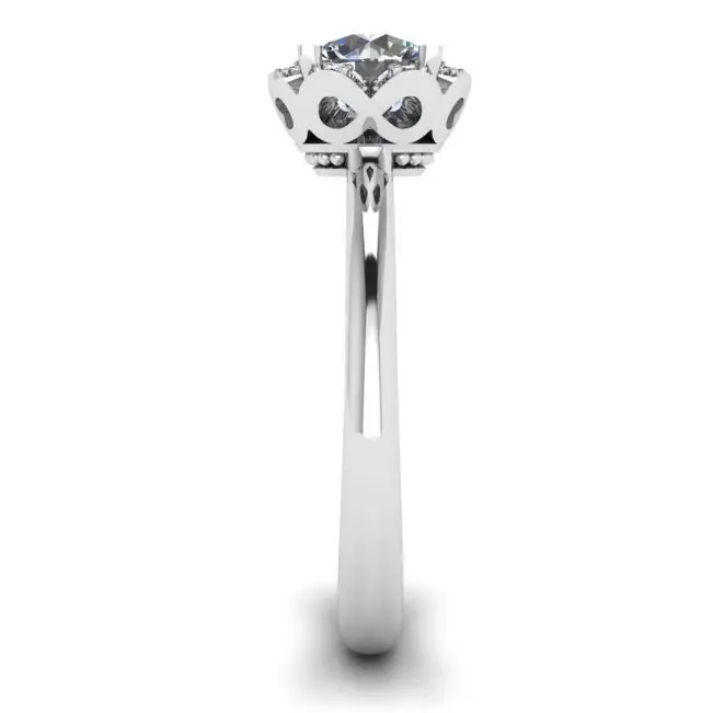 Lace Flower Cushion Diamond Ring White Gold - Photo 2