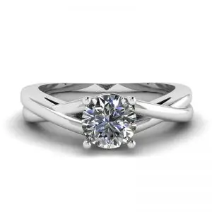 X Cross Ring with Round Diamond
