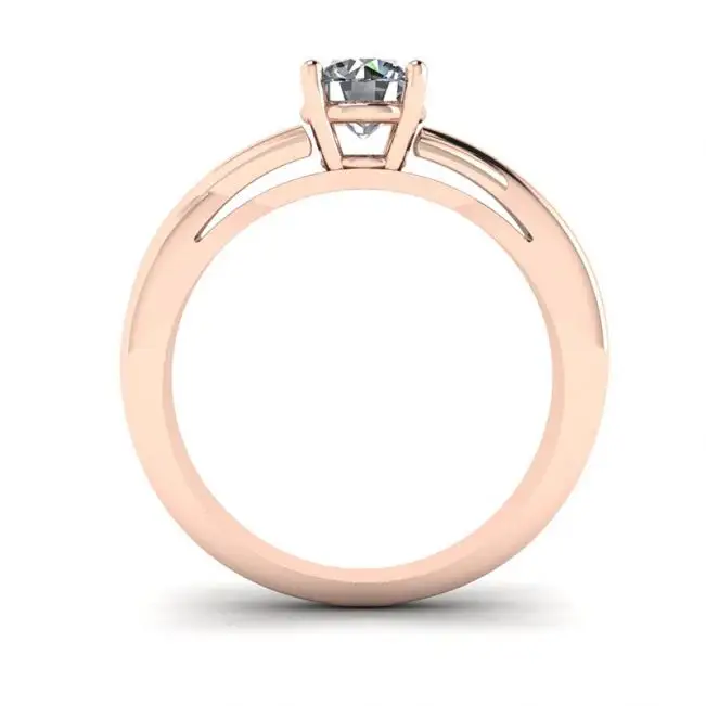X Cross Ring with Round Diamond Rose Gold - Photo 1