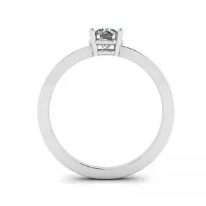 Round Diamond Solitaire Simple 18K White Gold Ring - Photo 1