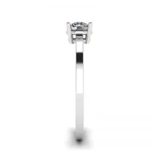 Round Diamond Solitaire Simple 18K White Gold Ring - Photo 2