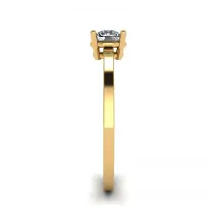 Round Diamond Solitaire Simple 18K Yellow Gold Ring - Photo 2