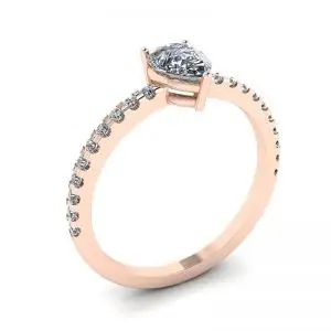 Pear Diamond Ring with Side Pave Rose Gold - Photo 3