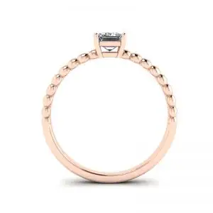 Bearded Ring with Emerald Cut Diamond Rose Gold - Photo 1