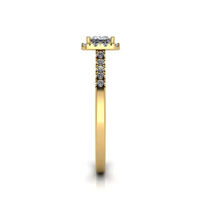 Halo Princess Cut Diamond Ring in Yellow Gold - Photo 3