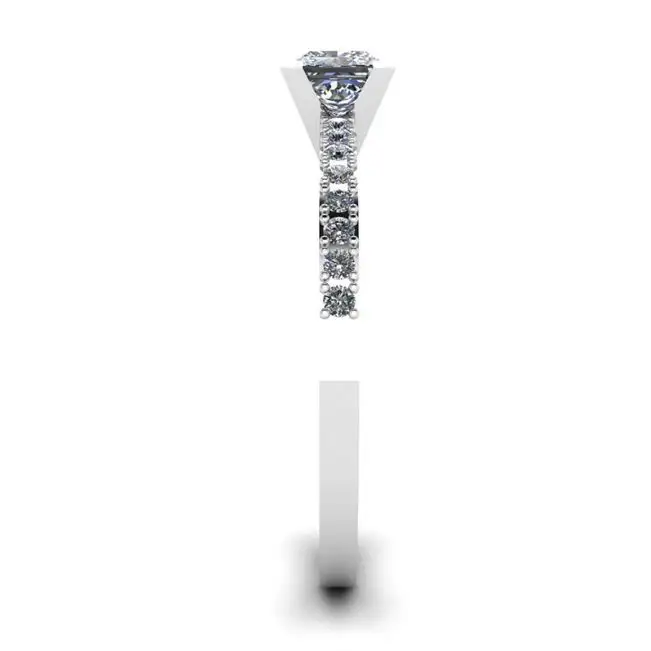 Princess Cut Diamond Ring in V with Side Pave - Photo 2