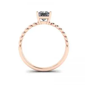 Bearded Ring with Princess Cut Diamond in 18K Rose Gold - Photo 1