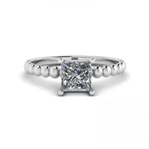 Bearded Ring with Princess Cut Diamond