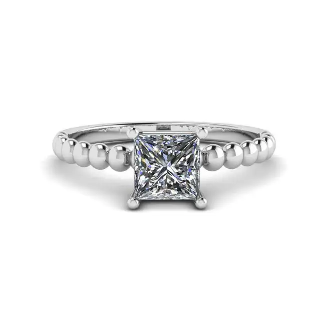 Bearded Ring with Princess Cut Diamond