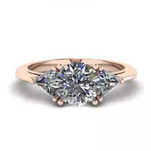 Three Diamond Ring in 18K Rose Gold