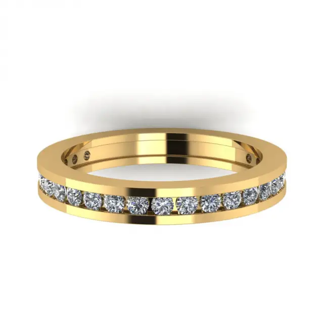 Channel Setting Eternity Diamond Ring Yellow Gold