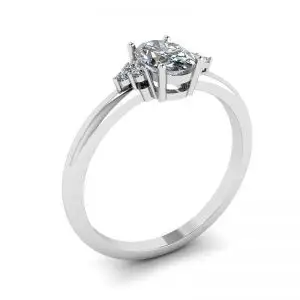 Oval Diamond with 3 Side Diamonds Ring - Photo 3