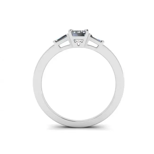 Emerald Cut and Side Baguette Diamond Ring - Photo 1