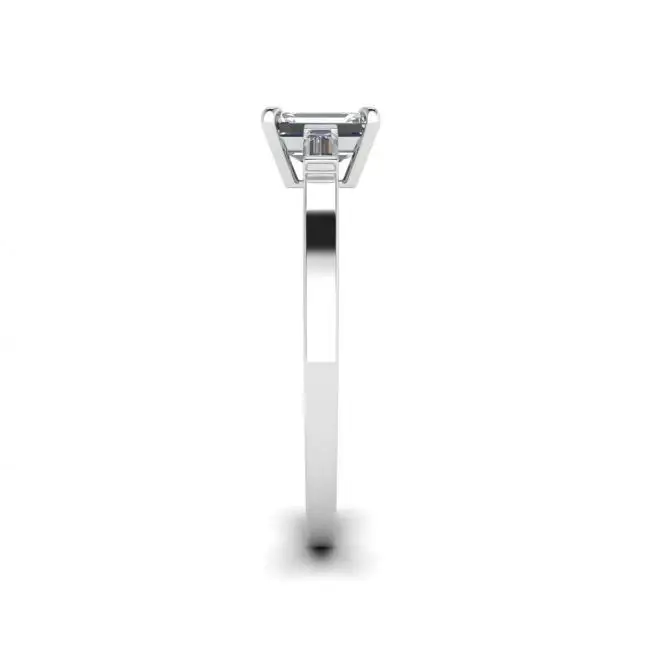 Emerald Cut and Side Baguette Diamond Ring - Photo 2