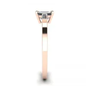 Emerald Cut and Side Baguette Diamond Ring Rose Gold - Photo 2