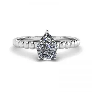 Beaded Band Pear Cut Engagement Ring