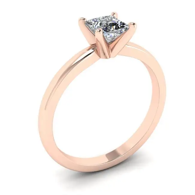 Mixed Rose and White Gold Ring with Princess Diamond - Photo 3