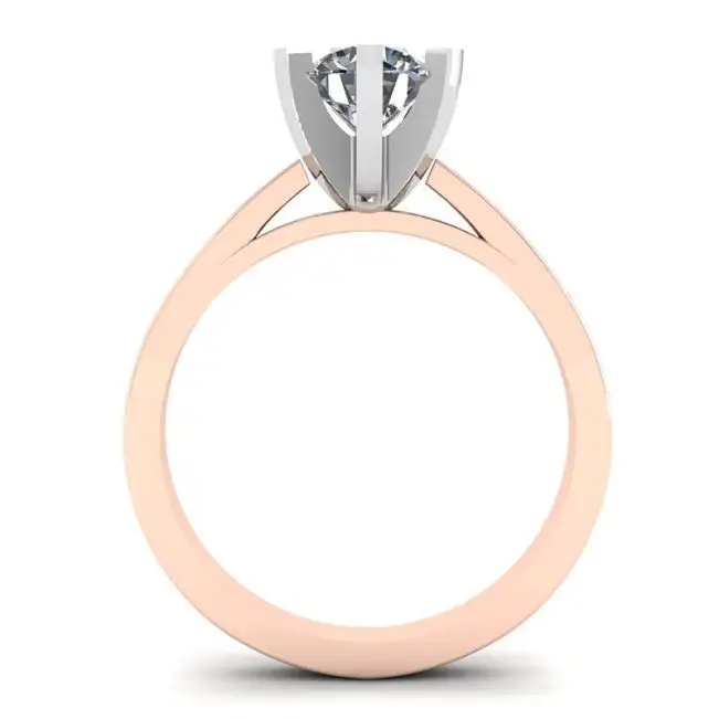 Diamond Ring in 18K Rose Gold for Engagement - Photo 1