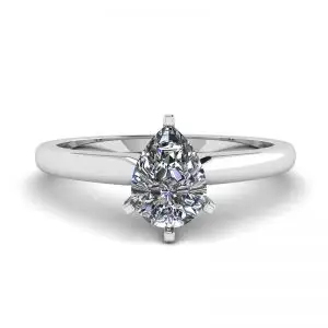 Pear Diamond Solitaire Ring in 6 prongs