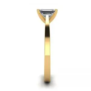 Futuristic Style Emerald Cut Diamond Ring in 18K Yellow Gold - Photo 2