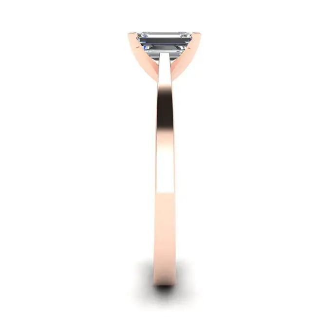 Futuristic Style Emerald Cut Diamond Ring in 18K Rose Gold - Photo 2