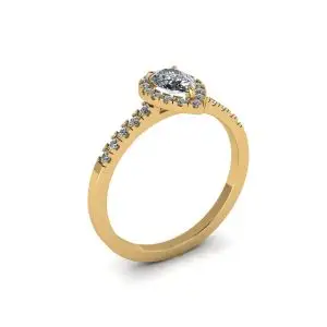 Halo Diamond Pear Shape Ring in 18K Rose Gold