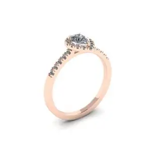 Halo Diamond Pear Shape Ring in 18K Rose Gold - Photo 1