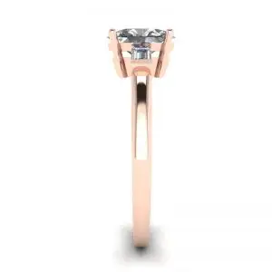 Oval Diamond Side Baguettes Rose Gold Ring - Photo 2