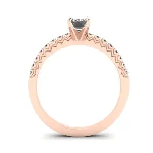 18K Rose Gold Ring with Emerald Cut Diamond - Photo 1