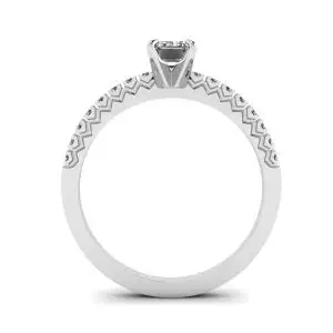 Emerald Cut Diamond Ring with Pave - Photo 1