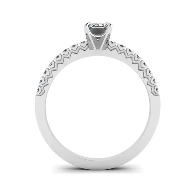 Emerald Cut Diamond Ring with Pave - Photo 1
