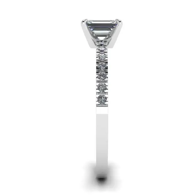 Emerald Cut Diamond Ring with Pave - Photo 2
