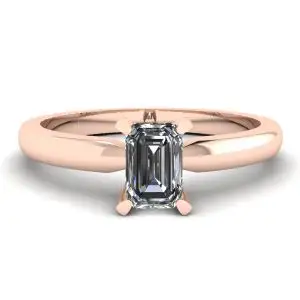 Rectangular Diamond Ring in White-Rose Gold