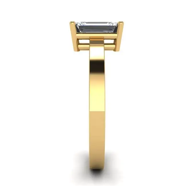 Rectangular Diamond Ring in 18K Yellow Gold - Photo 2