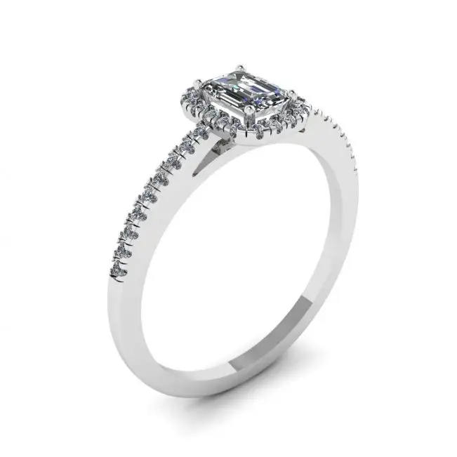 Emerald Cut Diamond Ring with Halo - Photo 3