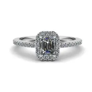 Emerald Cut Diamond Ring with Halo