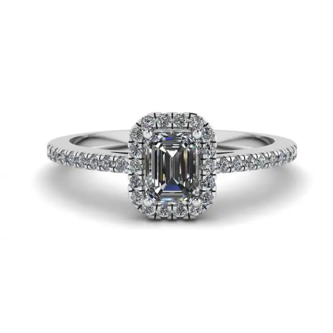 Emerald Cut Diamond Ring with Halo