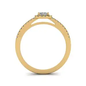 Emerald Cut Diamond Ring with Halo Yellow Gold - Photo 1