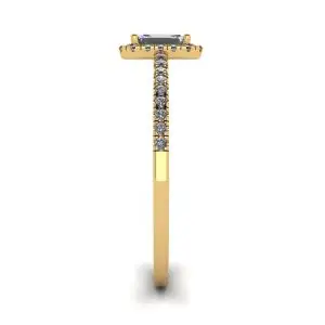 Emerald Cut Diamond Ring with Halo Yellow Gold - Photo 2