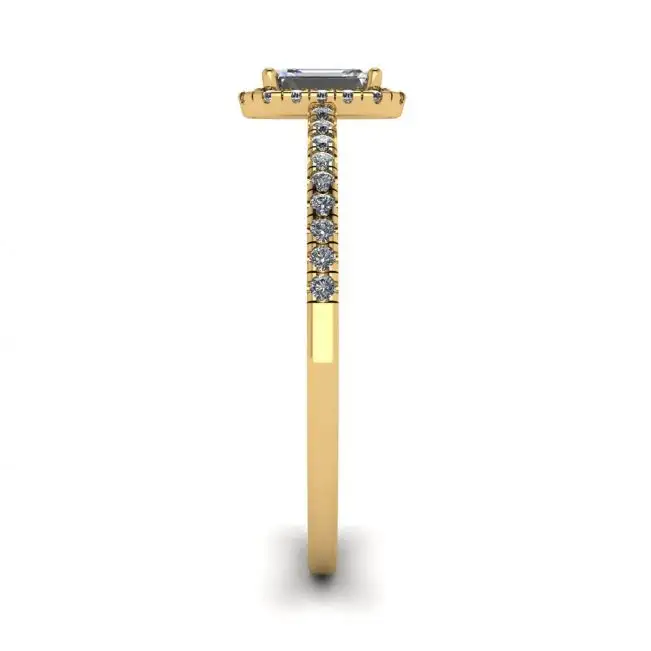 Emerald Cut Diamond Ring with Halo Yellow Gold - Photo 2