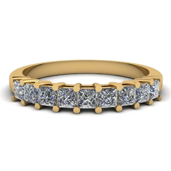 9 Square Princess Diamond Ring Yellow Gold
