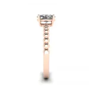 Oval Diamond on Beaded 18K Rose Gold Ring - Photo 2