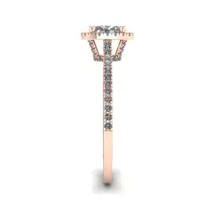 Halo Diamond Oval Cut Ring in 18K Rose Gold - Photo 2